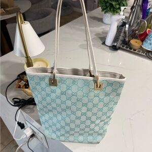 Gucci Light Blue and Cream Tote